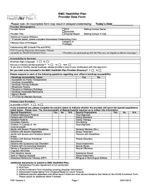 Bmc Healthnet Plan Provider Data Form Bmchp Fill And Sign Printable