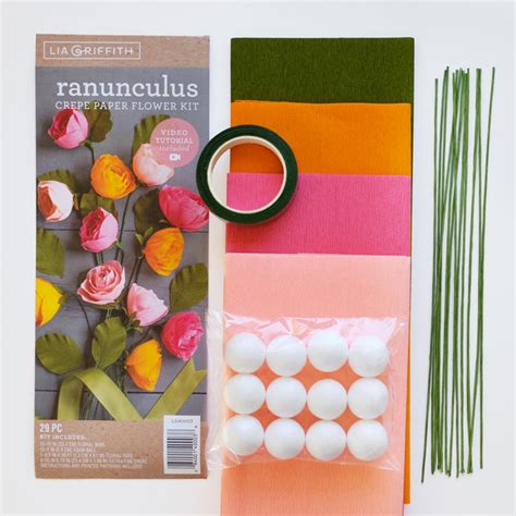 Crepe Paper Ranunculus Flower Kit From Lia Griffith Adhesive And