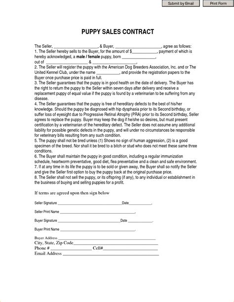 Free Printable Puppy Sales Contract Free Printable