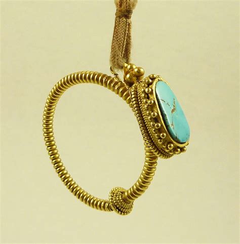 Gold And Turquoise Earring Tibet Tibetan Male Commoners “along