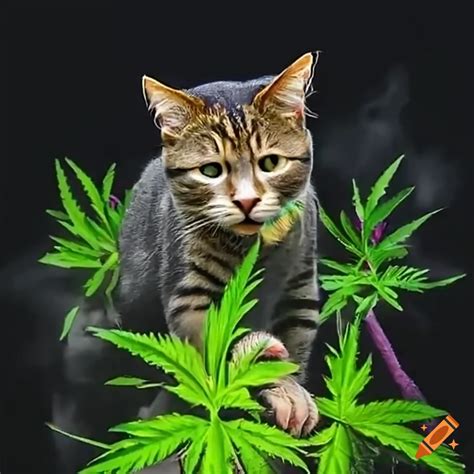 Humorous Illustration Of A Cat With A Big Joint On Craiyon