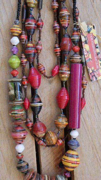 Set Of 3 Paper Bead Necklaces From Uganda Vivsglobalcraftsnl Paper Beads Template Paper