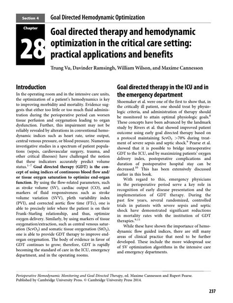 Goal Directed Therapy And Hemodynamic Optimization In The Critical Care