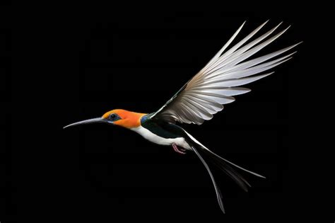 Premium Photo Beautiful Bird In Flight Isolated On Black Background