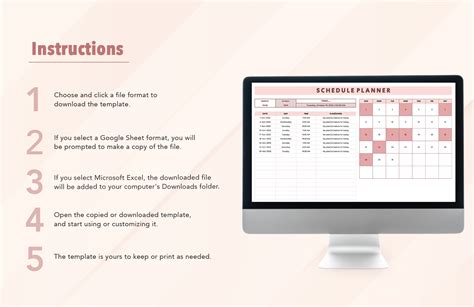 Schedule Planner Template in Excel, Google Sheets - Download | Template.net