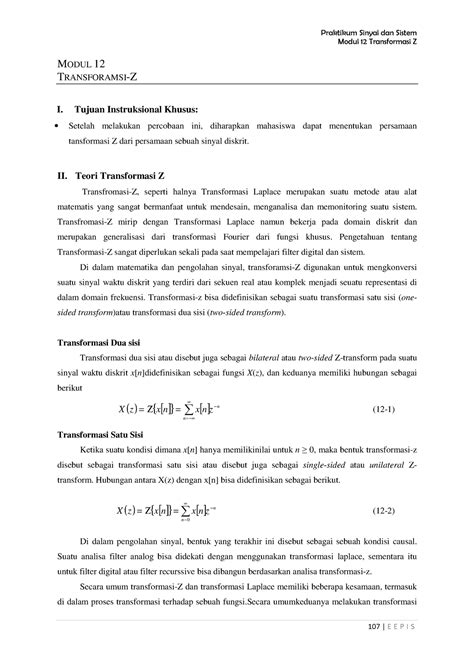 Prak Sinyal Sistem 1 60 Praktikum Sinyal Dan Sistem Modul 12