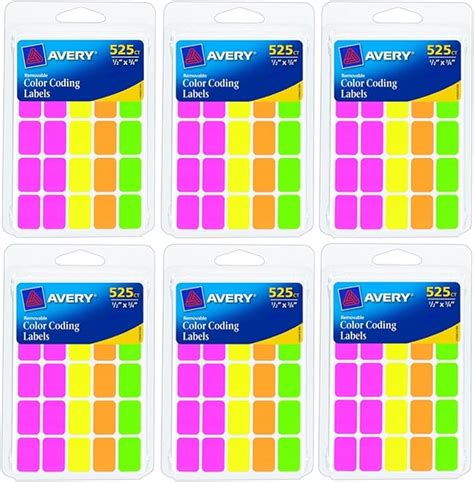 Avery Colored Labels 525 Per Pack Rectangular Assorted