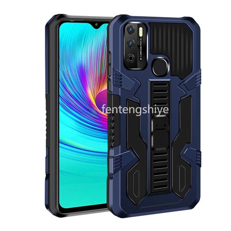 For Infinix Hot 9 Note 7 Lite Hot 9 10 11 Play Case Hard PC Back Double Armor Built In Folding