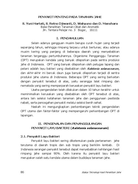 PDF Penyakit Penting Pada Tanaman Jahe DOKUMEN TIPS