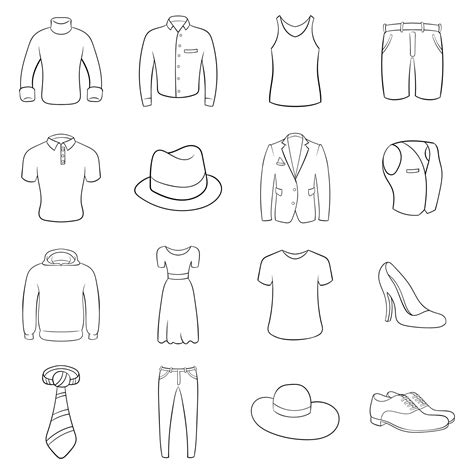 Clothes icons set vector outline 8859887 Vector Art at Vecteezy