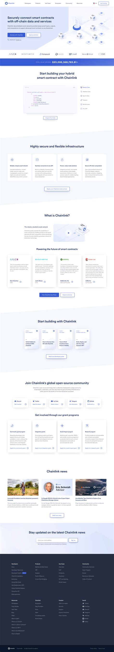 Chainlink Web Landing Page Examples