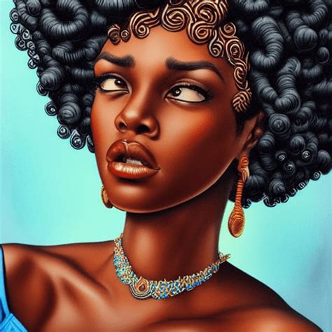 Melanin Queen Dark Skinned Woman With Big Curls · Creative Fabrica