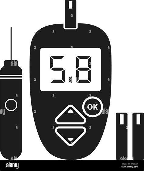 Glucose Meter Icon With Lancet Pen Symbol Flat Style Vector EPS Stock