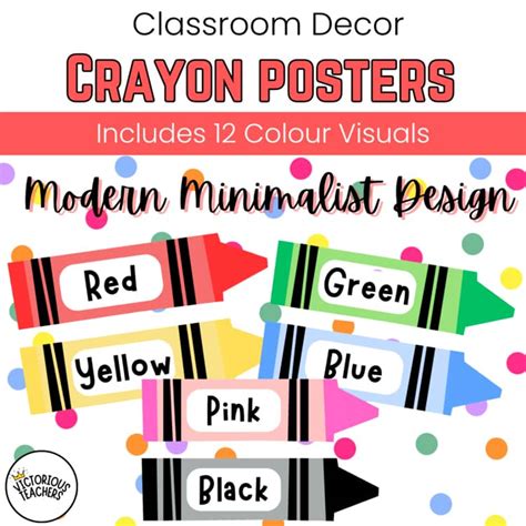crayon posters colour visuals  victorious teachers tpt