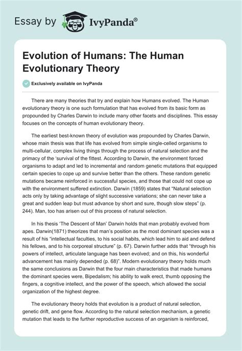 Evolution Of Humans The Human Evolutionary Theory 558 Words Essay