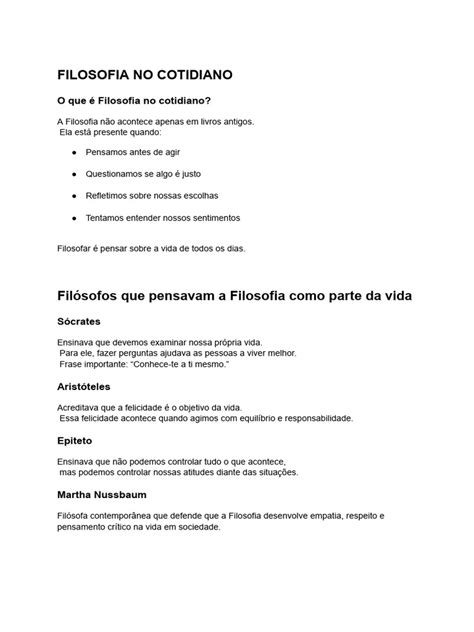 Filosofia No Cotidiano Exemplos - Filosofia No Cotidiano | PDF