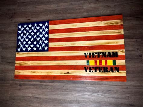 Vietnam Veterans America Flag Wooden Flag Military Memorial - Etsy