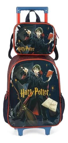 Mochila Rodinhas Lancheira Luxcel Harry Potter Vermelho Frete Gr Tis