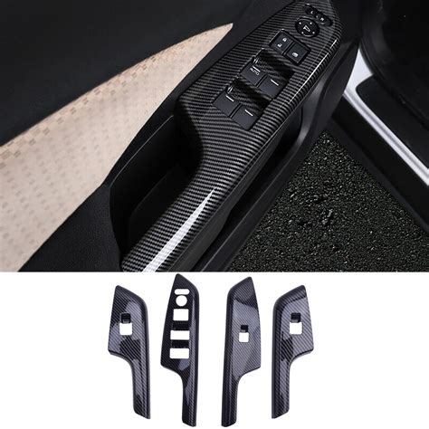 CITALL 1 Set ABS Carbon Fiber Style Window Lift Switch Panel Cover Trim