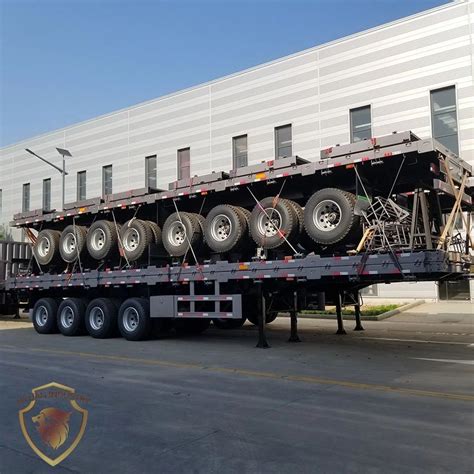 Axles Foot Car Carrier Container Tandem Flat Truck Semi Trailer