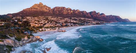 Aerial View on Camps Bay while Sunset Stock Photo - Image of africa, orange: 143627838