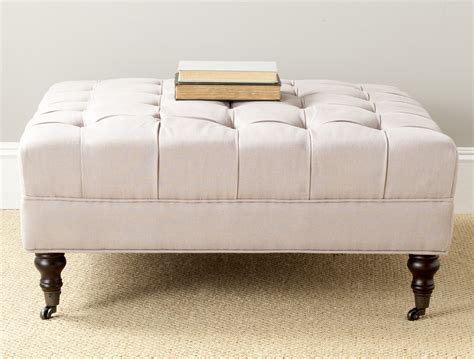 Safavieh Clark Classic Glam Tufted Cocktail Ottoman W Casters