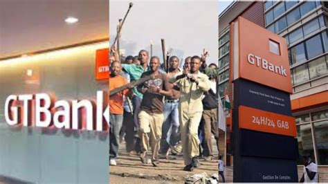 Angry Customers Storm Gtbank Throw Stones At Glass Ikeja Bird