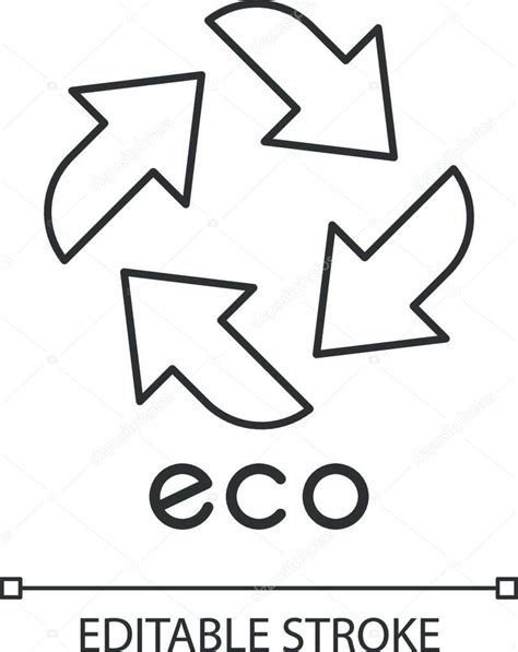 Eco Etiqueta Icono Lineal Cuatro Se Ales De Flecha Recta Reciclar