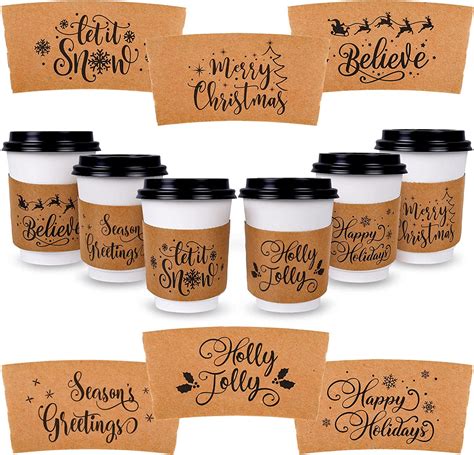 Amazon Whaline Pack Christmas Coffee Cup Tea Cup Sleeves Kraft