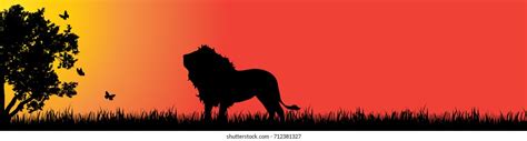 Vector Silhouette Lion Nature Sunset Stock Vector (Royalty Free) 712381327 | Shutterstock