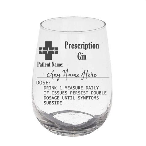 Personalised Engraved Stemless Gin Glass Prescription Gin Etsy