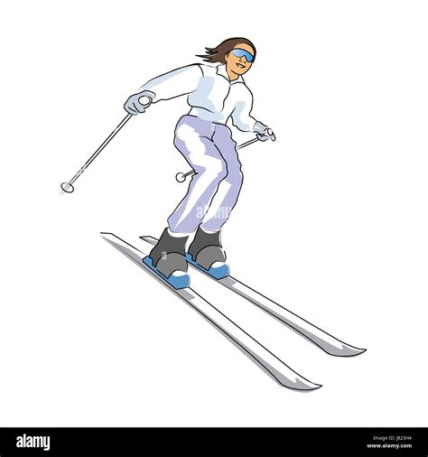 woman person ski skiing downhill skier cartoon girl girls woman Stock Photo: 142646928 - Alamy