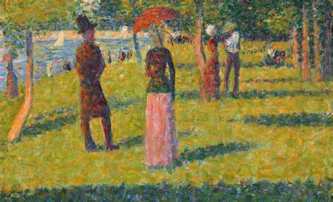 Georges Seurat 1859 1891 Paysage Et Personnages La Jupe Rose