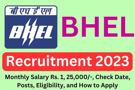 Bhel Recruitment 2023 Monthly Salary Rs 1 25 000 Check Date