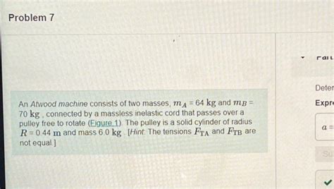 Solved An Atwood Machine Consists Of Two Masses MA 64 Kg Chegg