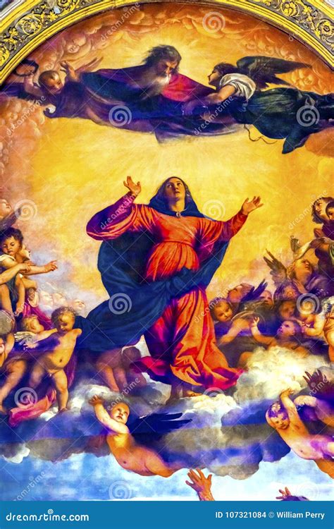 Titian Assumption Mary Painting Santa Maria Frari Church Venice Italy Stock Photo ...