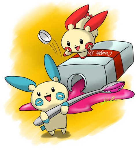 Plusle and Minun by rennaii on DeviantArt