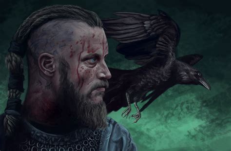 Raven Ragnar Lothbrok Vikings TV Series Crows Pictorial Art Birds