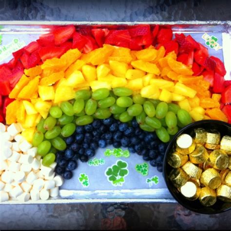 St Patricks Day Fruit Tray With Marshmallow Clowd And Pot Of Gold