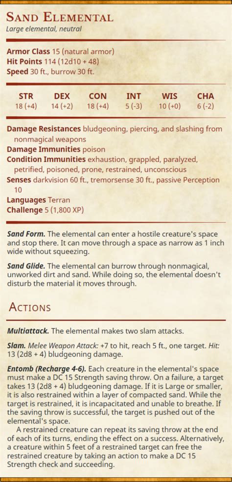 Sand Elemental 2 Minute Tabletop