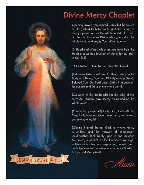 Divine Mercy Chaplet Prayer 8.5 X 11 Poster Digital - Etsy