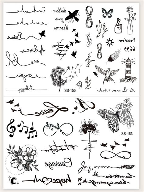 Sticker De Tatouages Kits Fleur Et Papillon Motif Tatouages