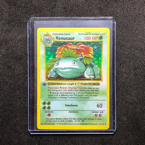 Holo Venusaur Base Set 1st Edition Shadowless Pokemon Card Etsy