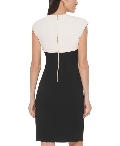 Calvin Klein Womens Colorblocked Cutout Sheath Dress Macys