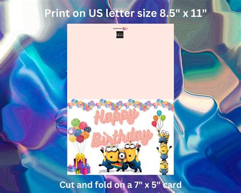 Minions Birthday Card Template Minions Card Minion - Etsy