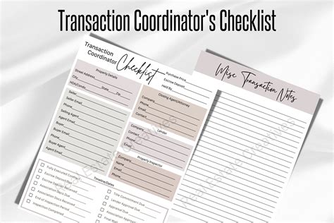 Transaction Coordinator Checklist Transaction Coordinate Checklist