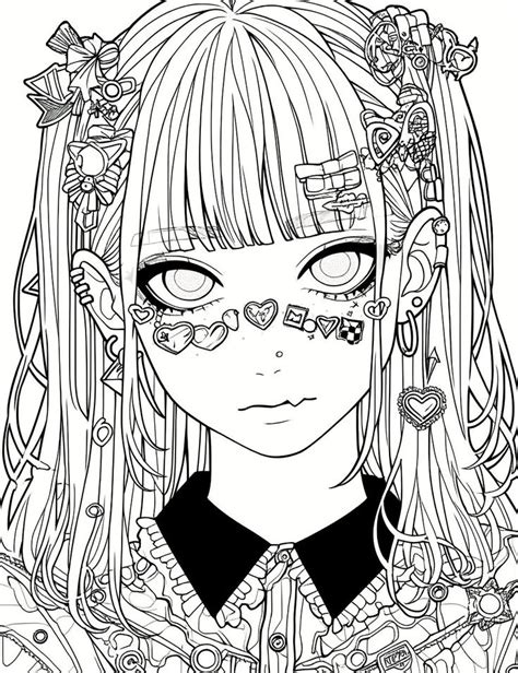 Decora Girl Coloring Page In 2024 Detailed Coloring Pages Manga