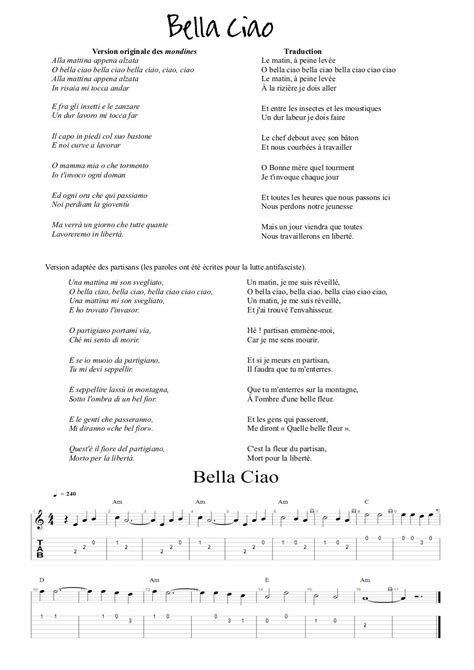 Bella Ciao Par Traditionnelle Fichier Pdf