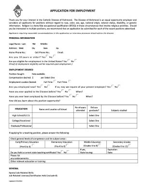 Fillable Online Ctkparish CDR Application For Employment Ctkparish