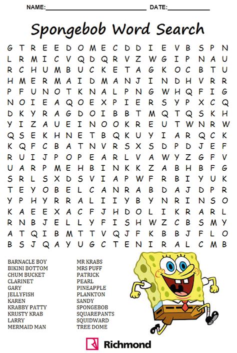 Spongebob Word Search